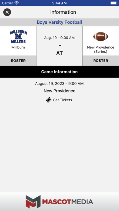 Millburn Millers Athletics Screenshot