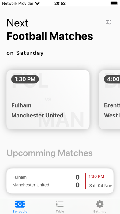 Football Live Schedule Screenshot