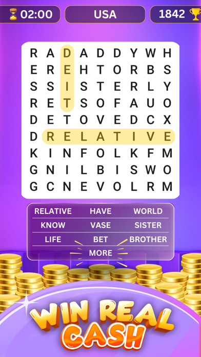 Word Search Real Cash Games Screenshot