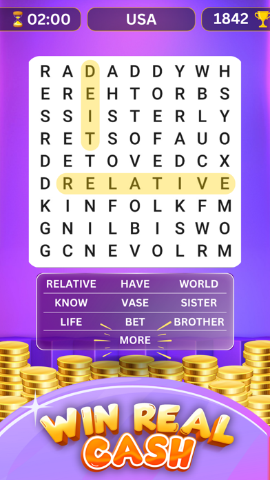 Word Search Real Cash Skillz Screenshot