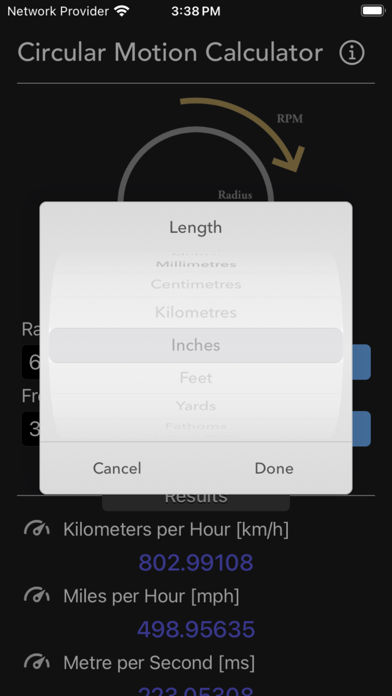 Circular Motion Calculator Screenshot