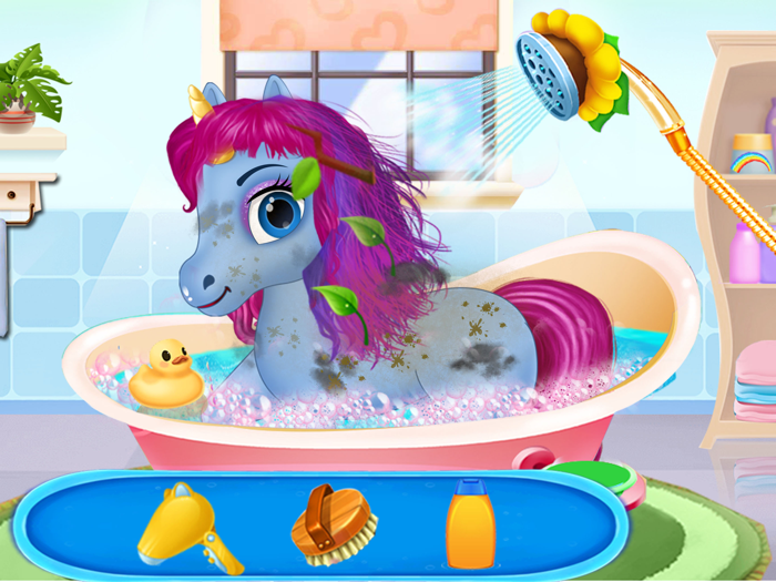 Unicorn Horse Groom and Caring