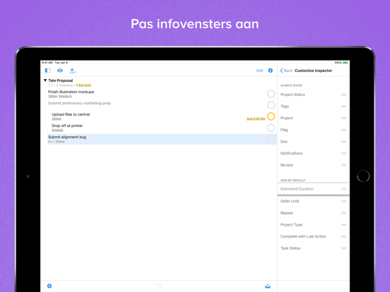 OmniFocus 3 iPad app afbeelding 8