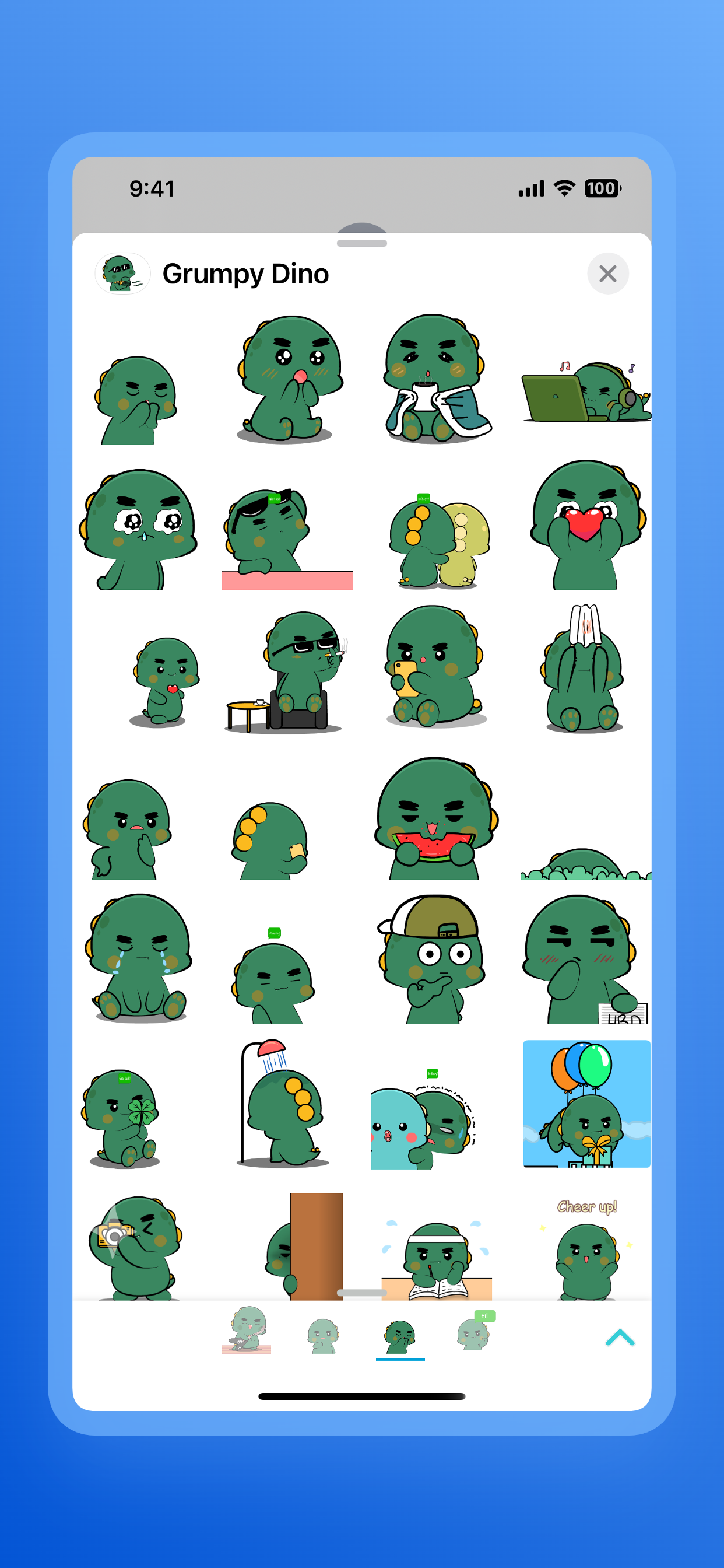 Grumpy Dino Stickers