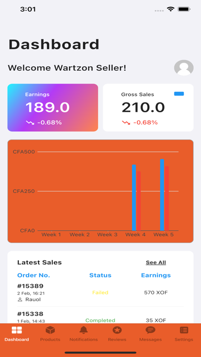 Wartzon Seller Screenshot