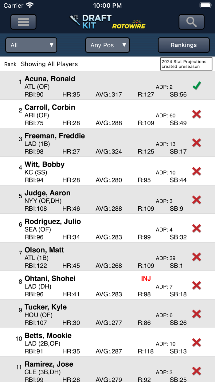 Fantasy Baseball Draft Kit 24