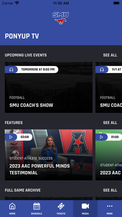 SMU Athletics Screenshot