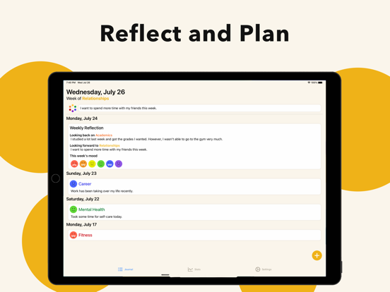 Juggle - Weekly Goal Journal iPad screenshot 3 - Lifestyle app