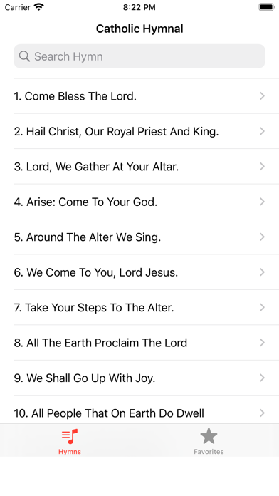 Catholic Hymnal Screenshot