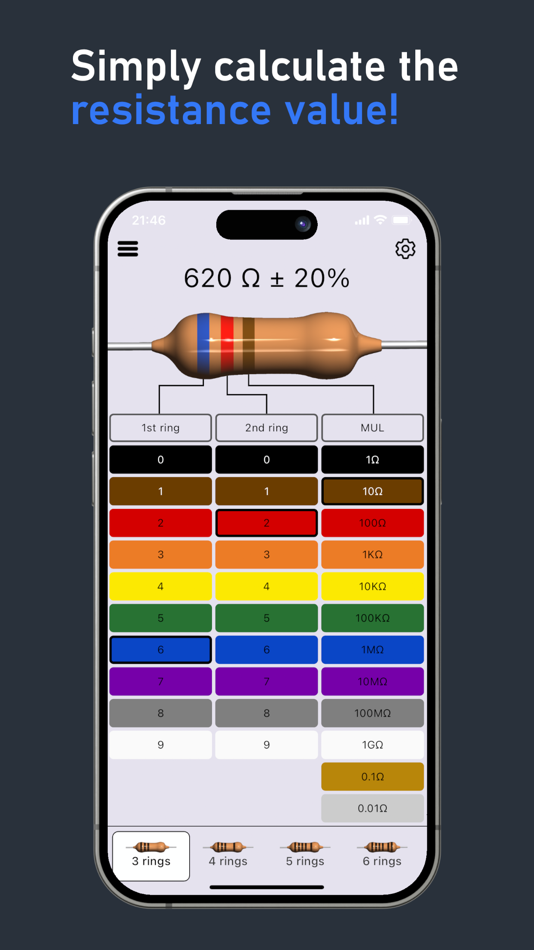 #1. Resistance Color Calculator (iOS) Podle: Fabian Schiller
