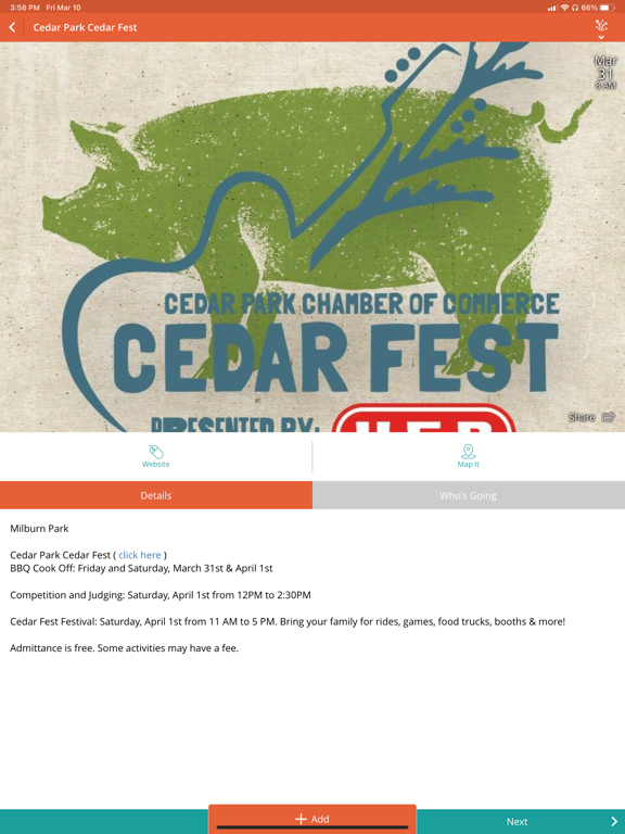 Visit Cedar Park iPad screenshot 8 - Travel app