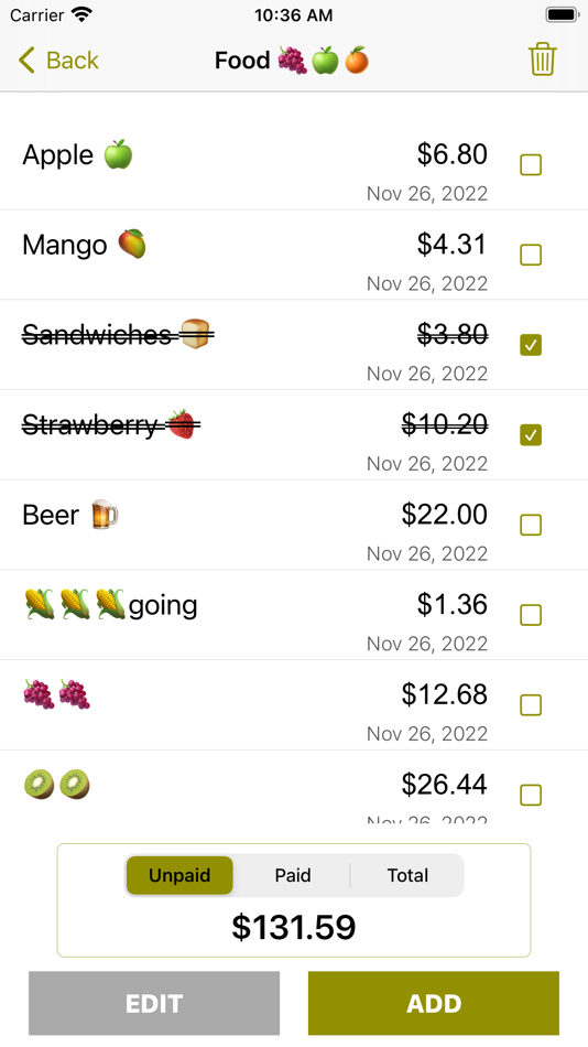 #2. Simple Shopping List - Expense (iOS) By: giang pham