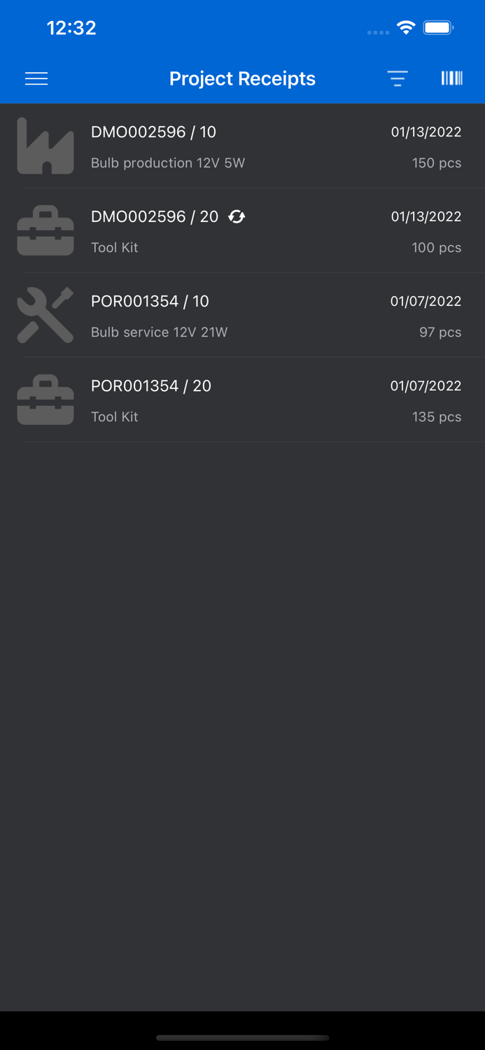 Infor LN Project Receipts