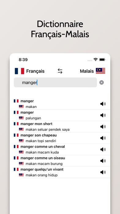 Dictionnaire Malais-Français Screenshot