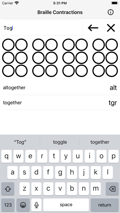 Braille Contraction Lookup Screenshot