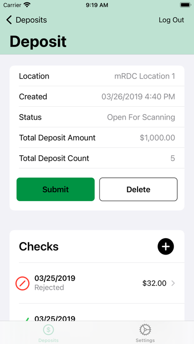 JSSB Mobile Business Deposit Screenshot