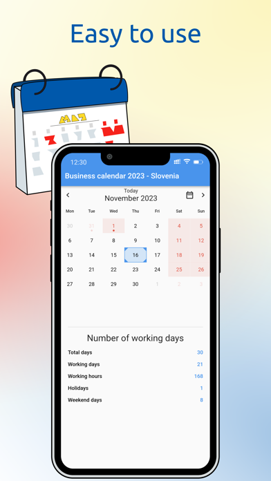 Screenshot #1 pour Working Day Calendar Slovenia