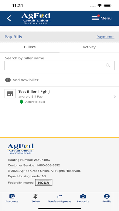AgFed Credit Union Screenshot