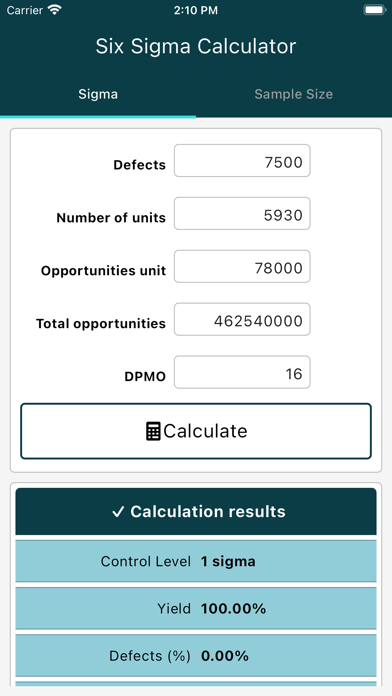 Screenshot #2 pour Six Sigma Calculator
