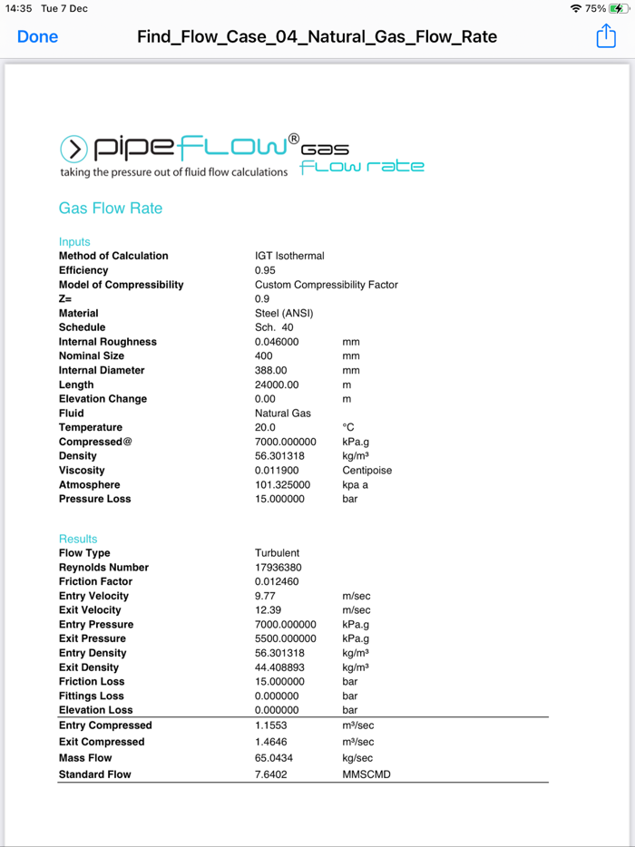 Pipe Flow Gas Flow Rate