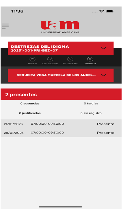 Universidad Americana Screenshot