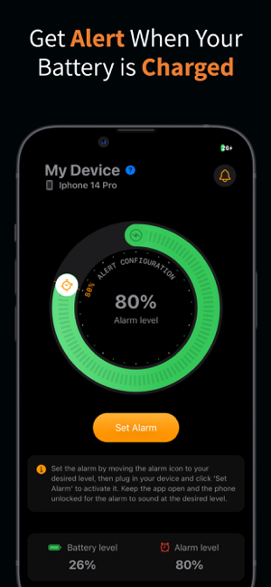 ‎Batterie pleine + (alarme) Capture d'écran