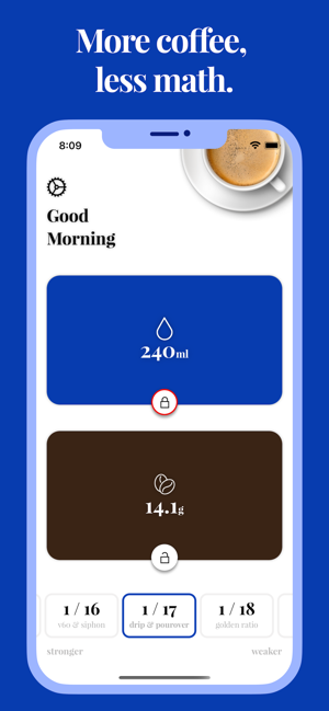 Coffee Brew Ratio Calculator Screenshot