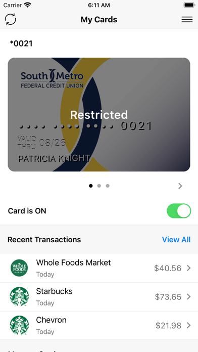 South Metro FCU CardSecure Screenshot