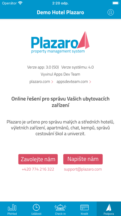 Plazaro – hotelový systém Screenshot