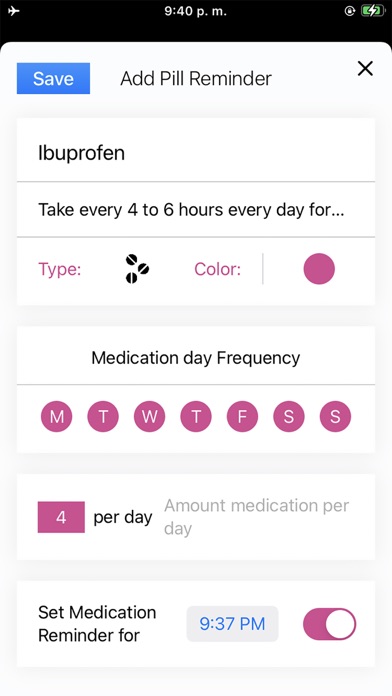 Medication reminder . Screenshot