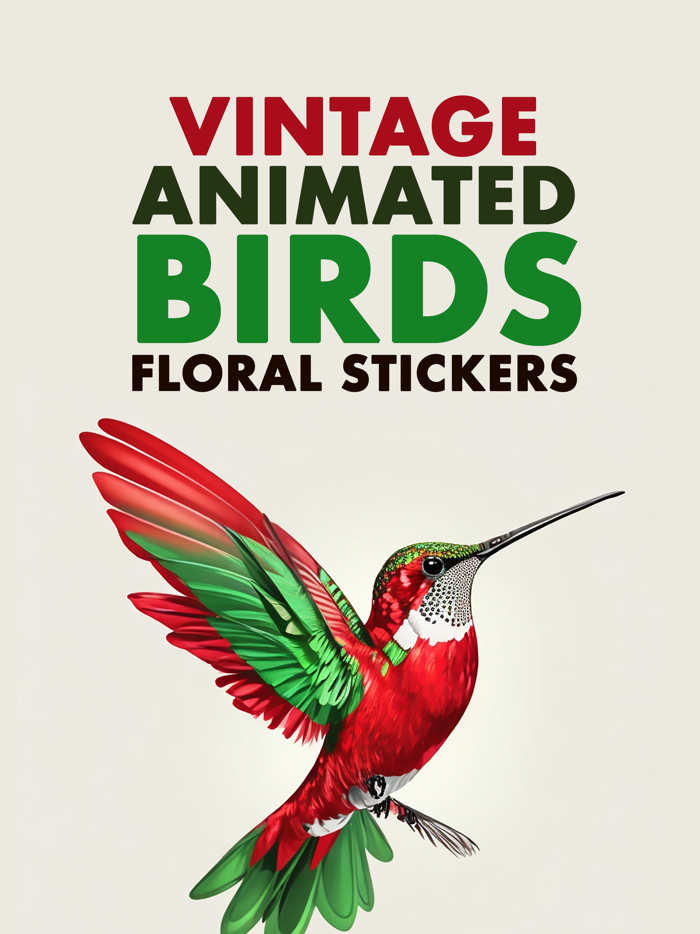 Vintage Birds and Floral Sticker