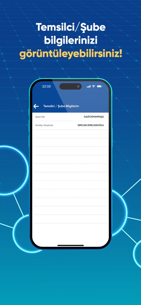 FUZUL Mobil - 이 앱은 사용자가 지점 이름과 담당 포트폴리오 관리자의 이름을 명확하게 확인할 수 있도록 하여, 맞춤형 지원을 위한 정보를 제공합니다.
