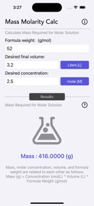 Mass Molarity Calculator screenshot #5 for iPhone