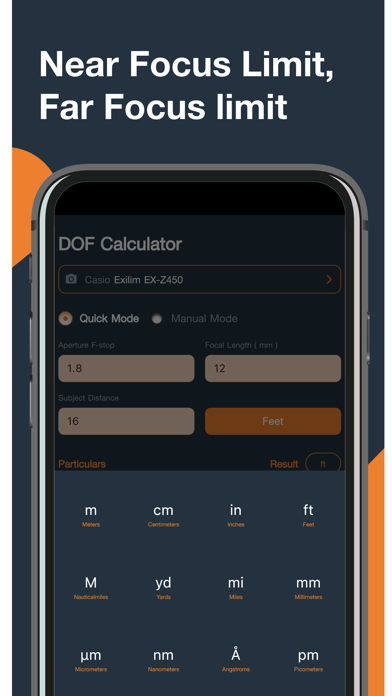 DOF Calculator for Photography Screenshot