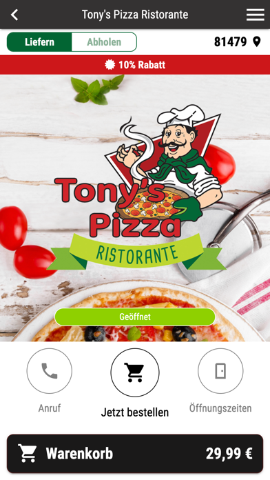 Tony´s Pizza Ristorante Screenshot
