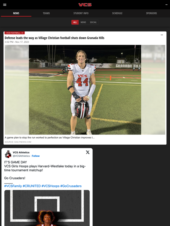 VCS Athletics iPad screenshot 4 - Sports app
