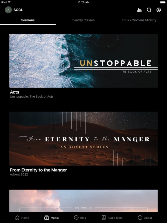 Sovereign Grace Louisville iPad screenshot 2 - Education app