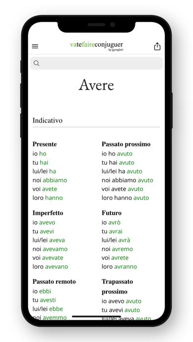 Italian conjugation Screenshot