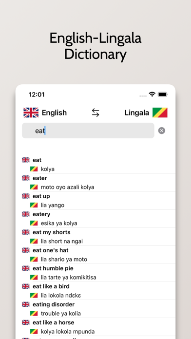 Lingala-English Dictionary Screenshot