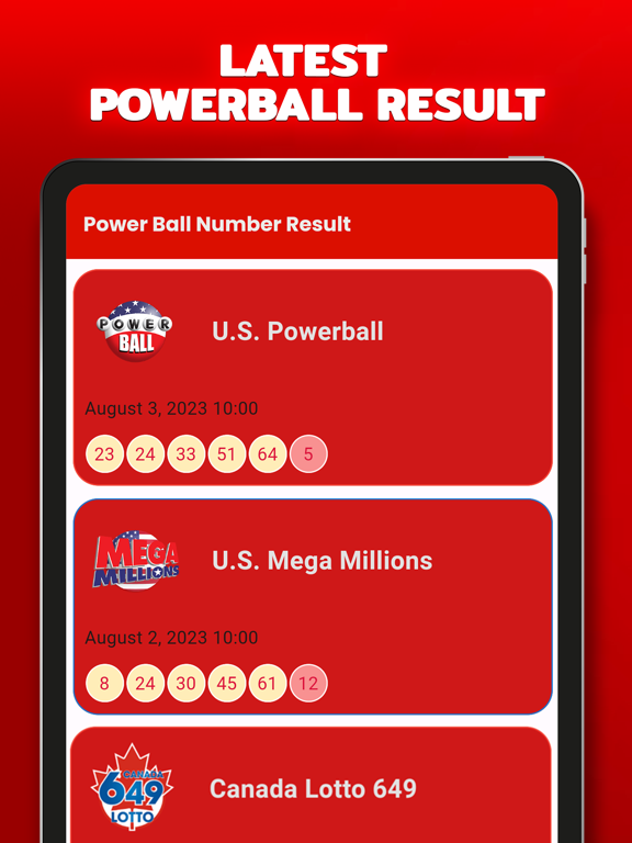Powerball Lottery Lotto Result iPad screenshot 1 - Lifestyle app