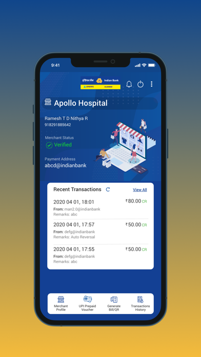 Indian Bank Corporate Merchant Screenshot