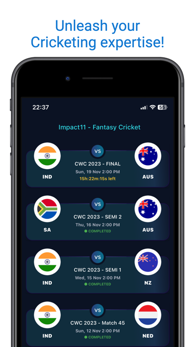 Impact11 - Fantasy Cricket app Screenshot