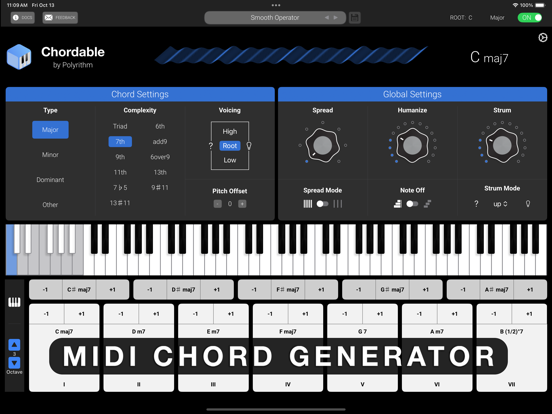 Chordable - MIDI Chords, Music iPad screenshot 1 - Music app