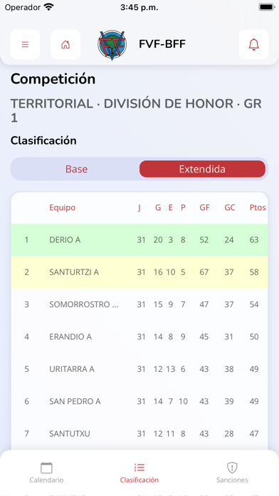 Federación Vizcaína de Fútbol Screenshot