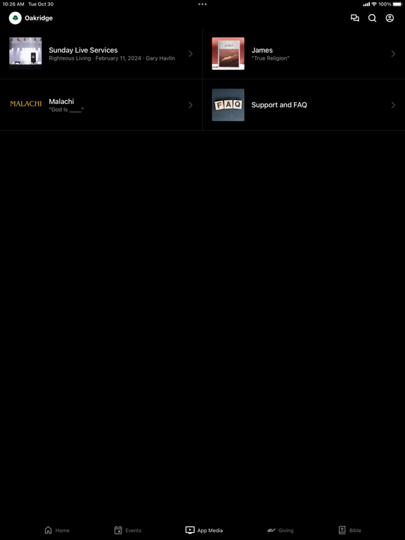 Oakridge Baptist Church iPad screenshot 3 - Education app