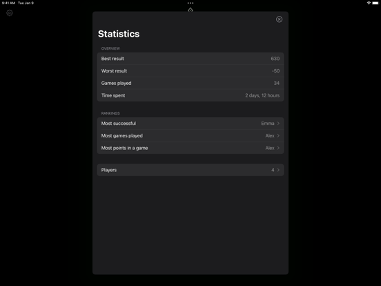Scorepad for Wizard iPad app afbeelding 6
