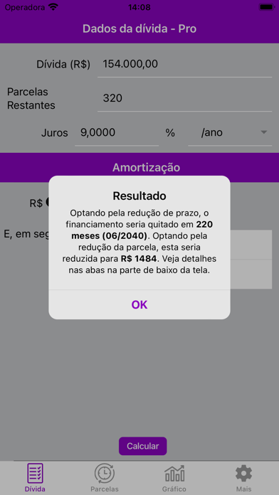 Amortização de Financiamento Screenshot