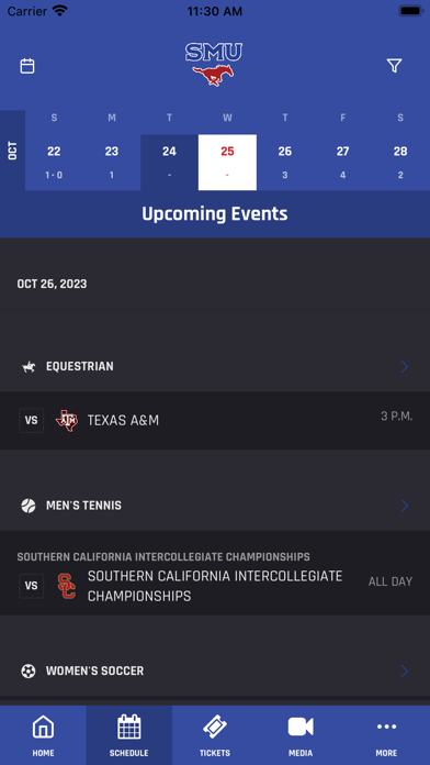 SMU Athletics Screenshot