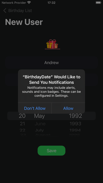 BirthdayDate Screenshot