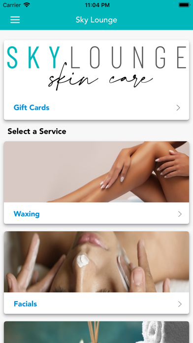 Sky Lounge Skin Care App Screenshot